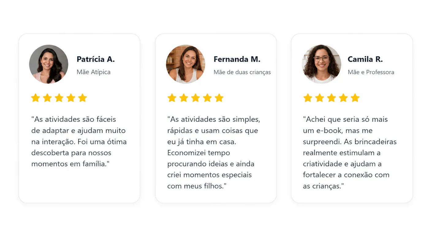 Depoimentos de mães que estão utilizando o material